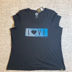 Life is Good women’s black love short sleeve shirt size XXL
